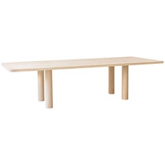 Tavolo da pranzo contemporaneo a colonna con gambe dritte in Wood Wood in acero di Fort Standard