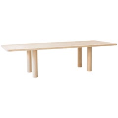 Contemporary Wood Straight Leg Column Dining Table in Maple by Fort Standard