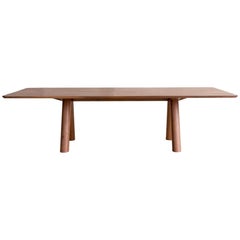 Contemporary Angled Leg Column Dining Table in Walnut by Fort Standard, in Stock