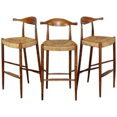 Three Teak Arthur Umanoff Mid-Century Modern Cow Horn Stools