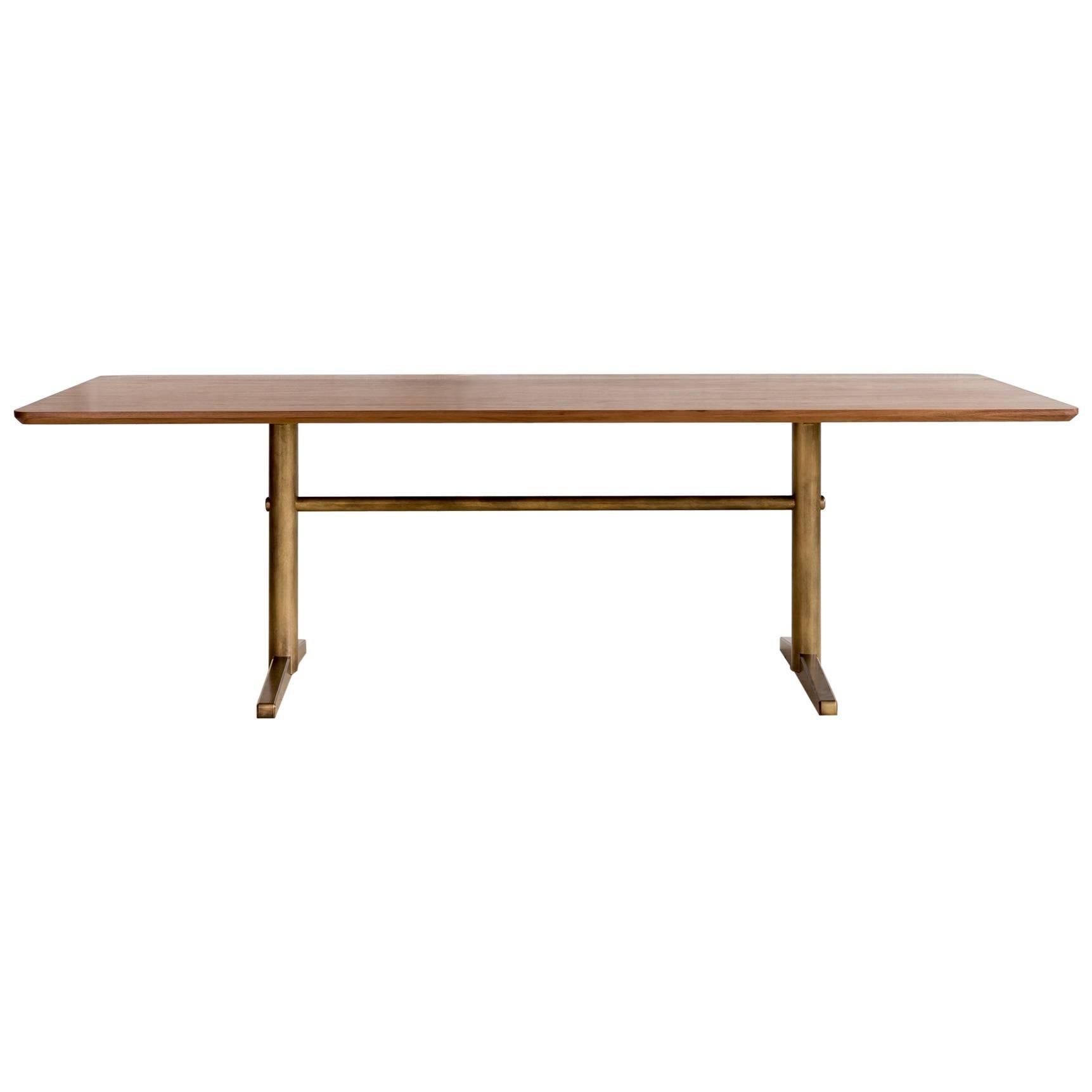 Pillar Dining Table in Walnut and Brushed Brass by Fort Standard