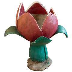 Hand-Made Belgian "Tulip" Painted Concrete Planter/Jardinere