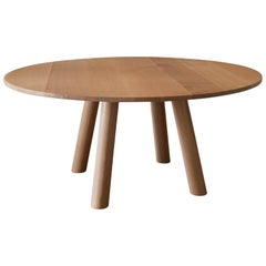 Contemporary Wood Round Column Dining Table in White Oak by Fort Standard