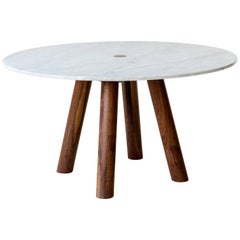 Mesa de Comedor con Columna de Mármol y Madera de Nogal by Fort Standard, en Stock