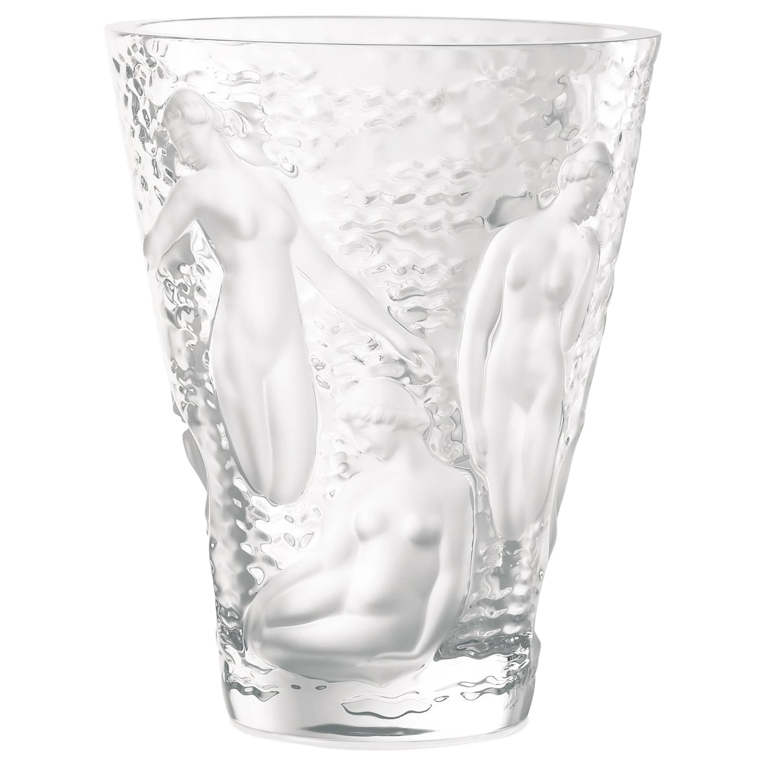 Lalique Ondines Vase Clear Crystal For Sale
