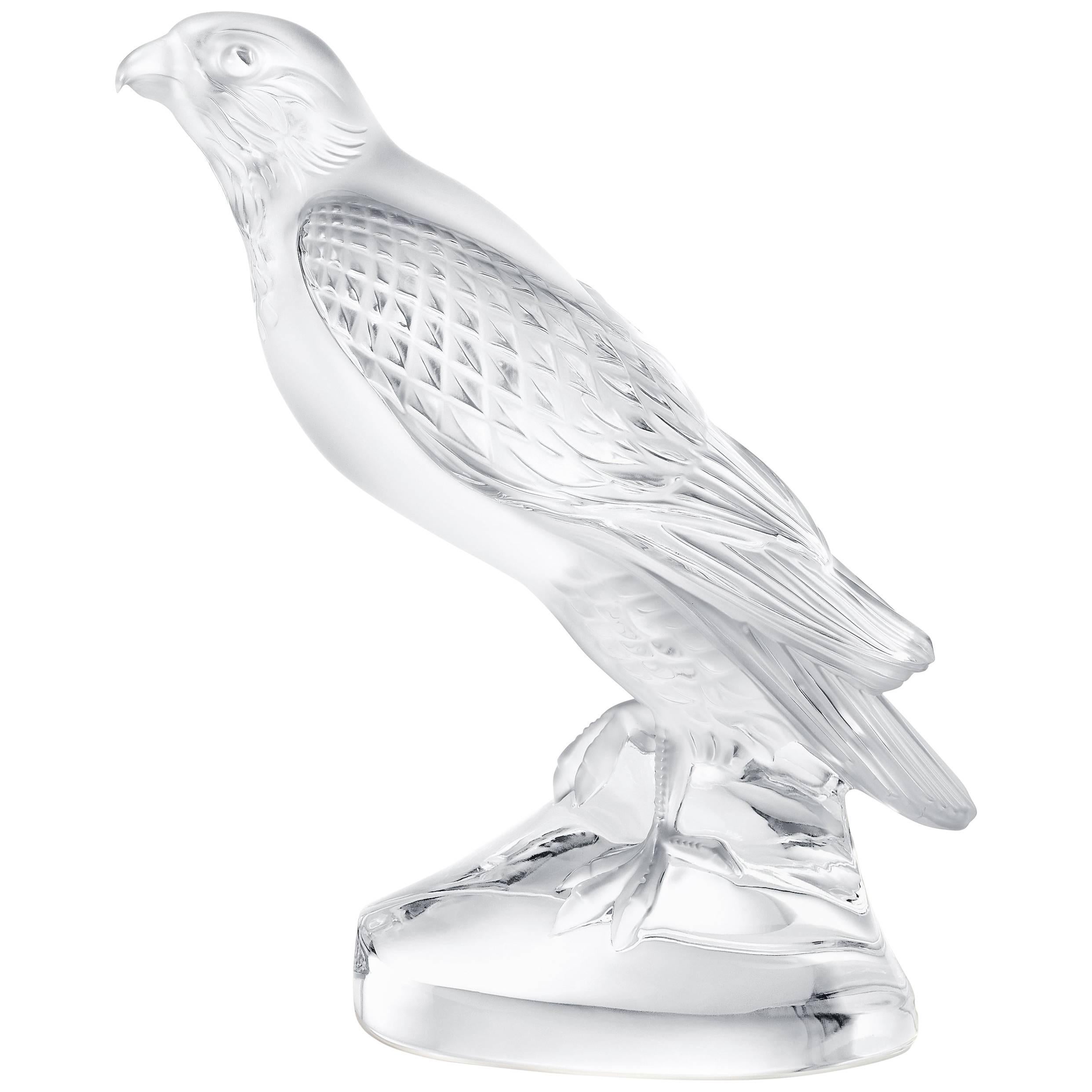 Lalique Falcon Sculpture Clear Crystal For Sale