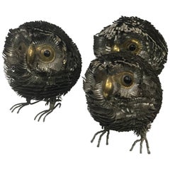 Set of Three Brutalist Owls after Sergio Bustamante, Midcentury, 1960s