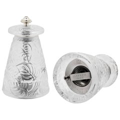 Lalique Peugeot and Lalique Feuilles Salt and Pepper Grinders, Set of Two