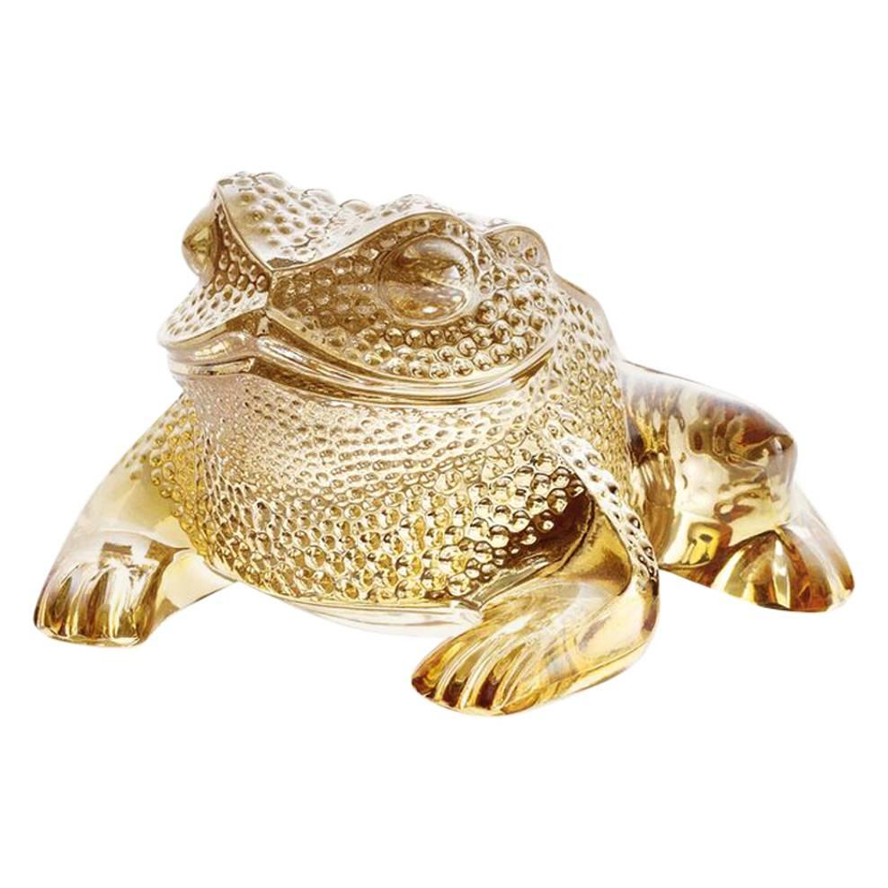 Lalique Gregoire Frog Gold Luster Crystal
