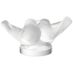 Lalique Two Love Birds Sculpture Clear Crystal