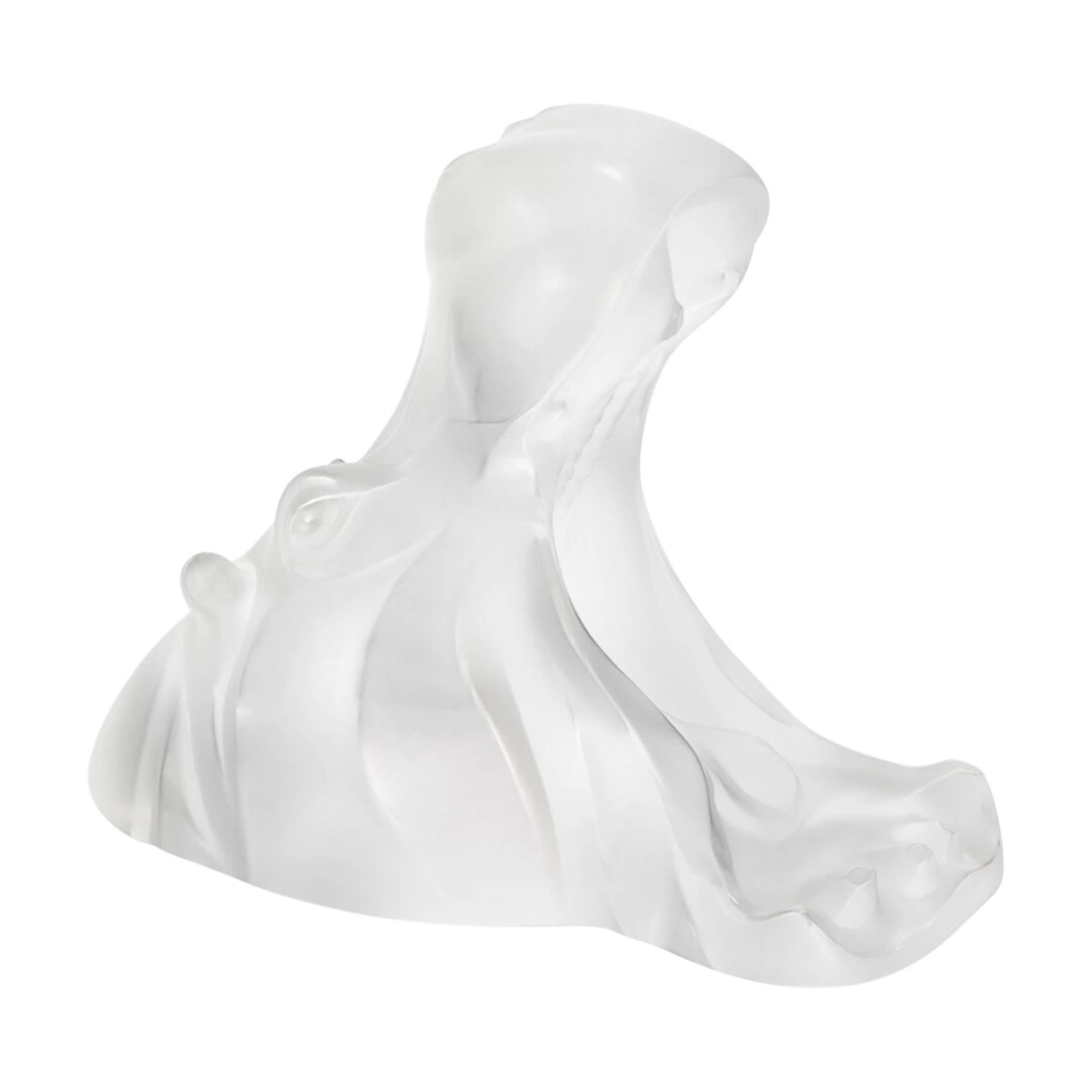 Lalique Hippopotamus Sculpture Clear Crystal For Sale