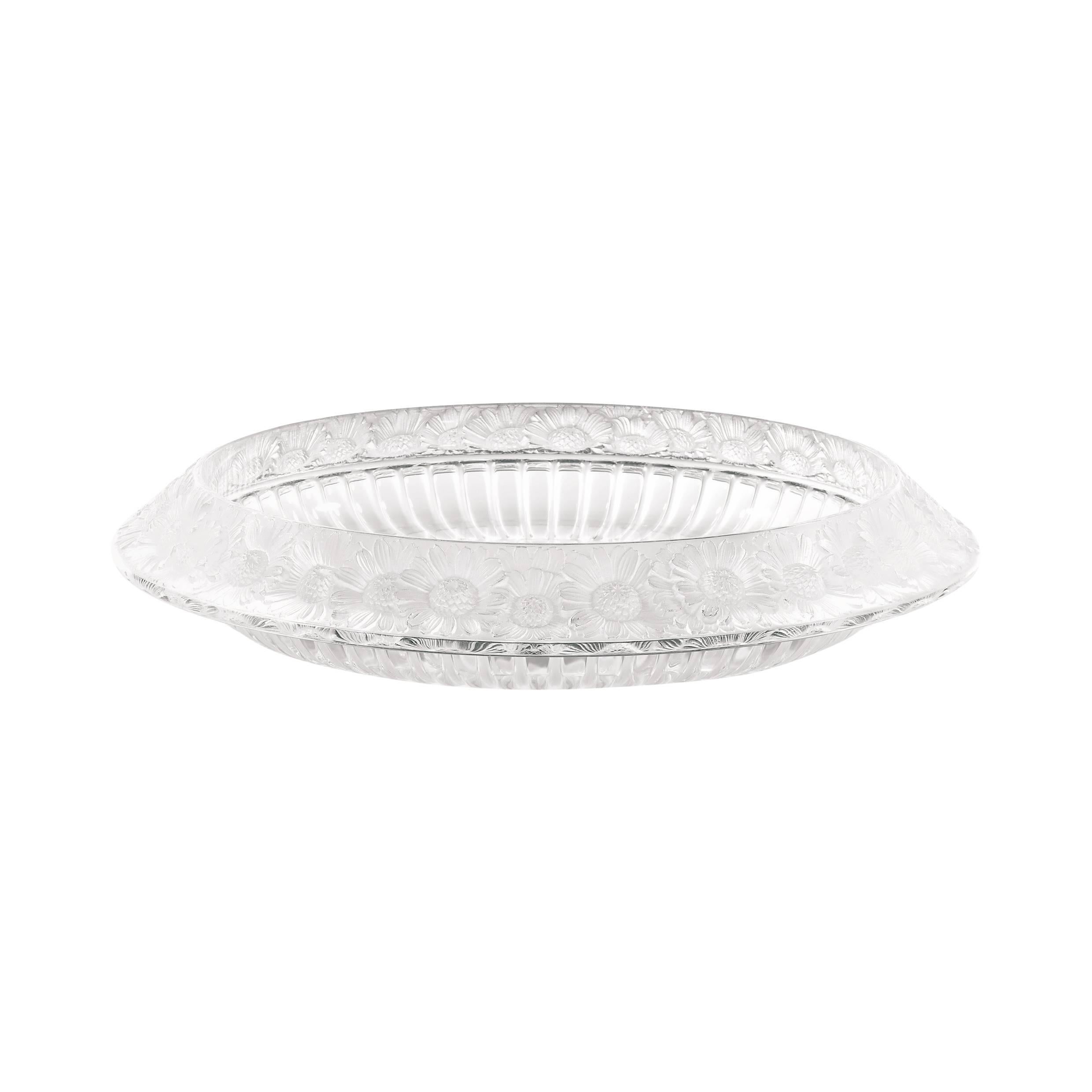 Lalique Large Marguerites Bowl in Clear Crystal For Sale