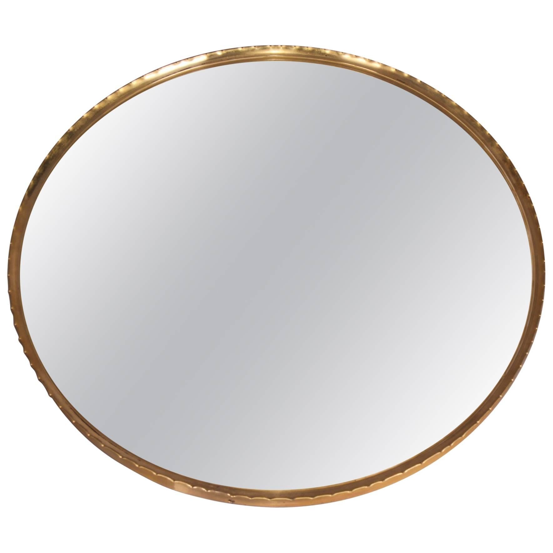 Round Brass Josef Frank Style Mirror