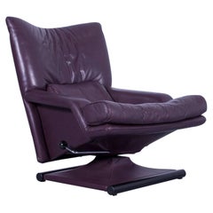 Used Rolf Benz Designer Armchair Leather Purple One-Seater Couch