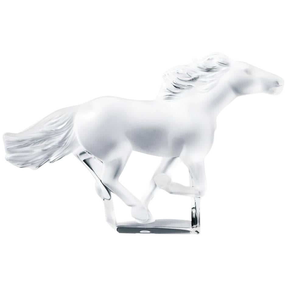 Lalique Kazak Running Horse Sculpture Clear Crystal