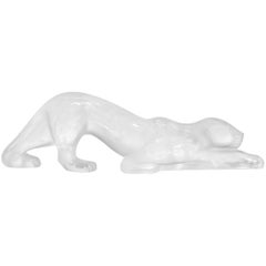 Lalique Zeila Panther Sculpture Clear Crystal