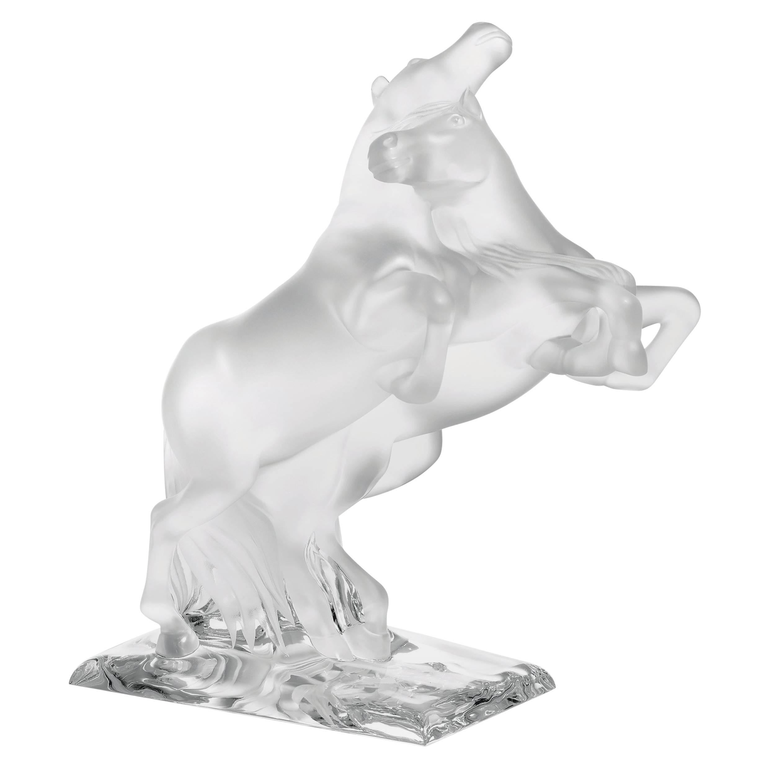 Lalique Two Wild Horses Clear Crystal Sculpture Numbered Edition