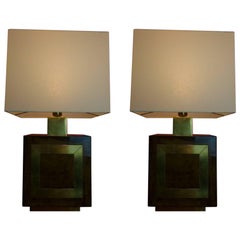 Pair of 1960s Italian Parchment and Brass Table Lamps by Aldo Tura