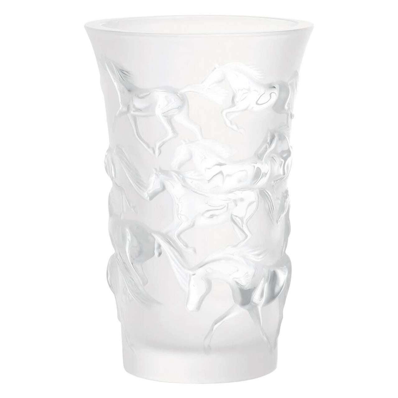 Vase moutarde Lalique en cristal transparent en vente