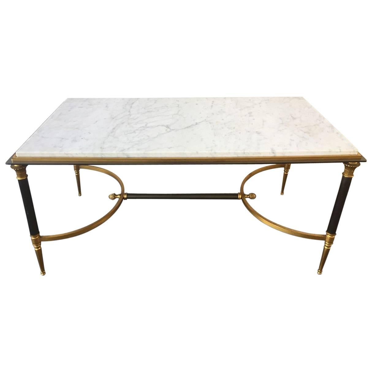 Rare Directoire Coffee Table with Unusual Marble Top by Maison Charles