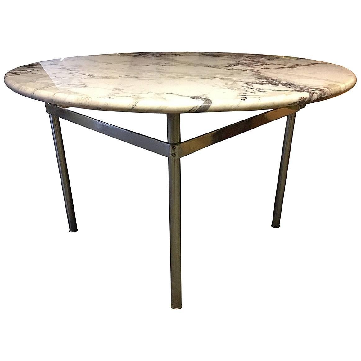 Dining Table with Wonderful Marble Top and Matt Chromed Base