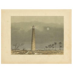 Antique Print of a Lighthouse in the Sunda Strait by M.T.H. Perelaer, 1888