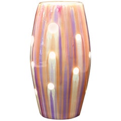 Ceramic Porcelain Contemporary Table Lamp in Orange and Purple Resin