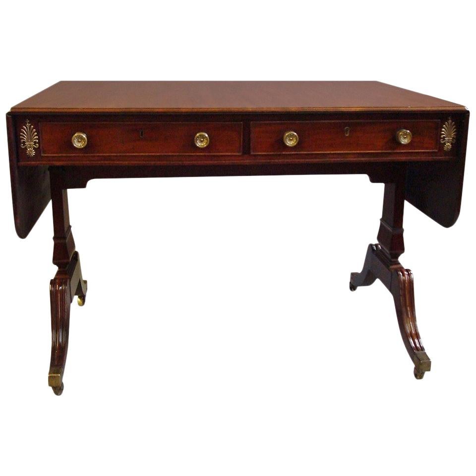 A Good Regency Mahogany and Brass Mounted Sofa Table