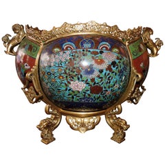 French 19th Century Ormolu and Cloisonné Enamel Japonisme Cache-Pot