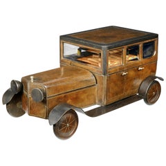 Italian Leather Novelty 'Motorcar' Cigar and Cigarette Box, 1930s