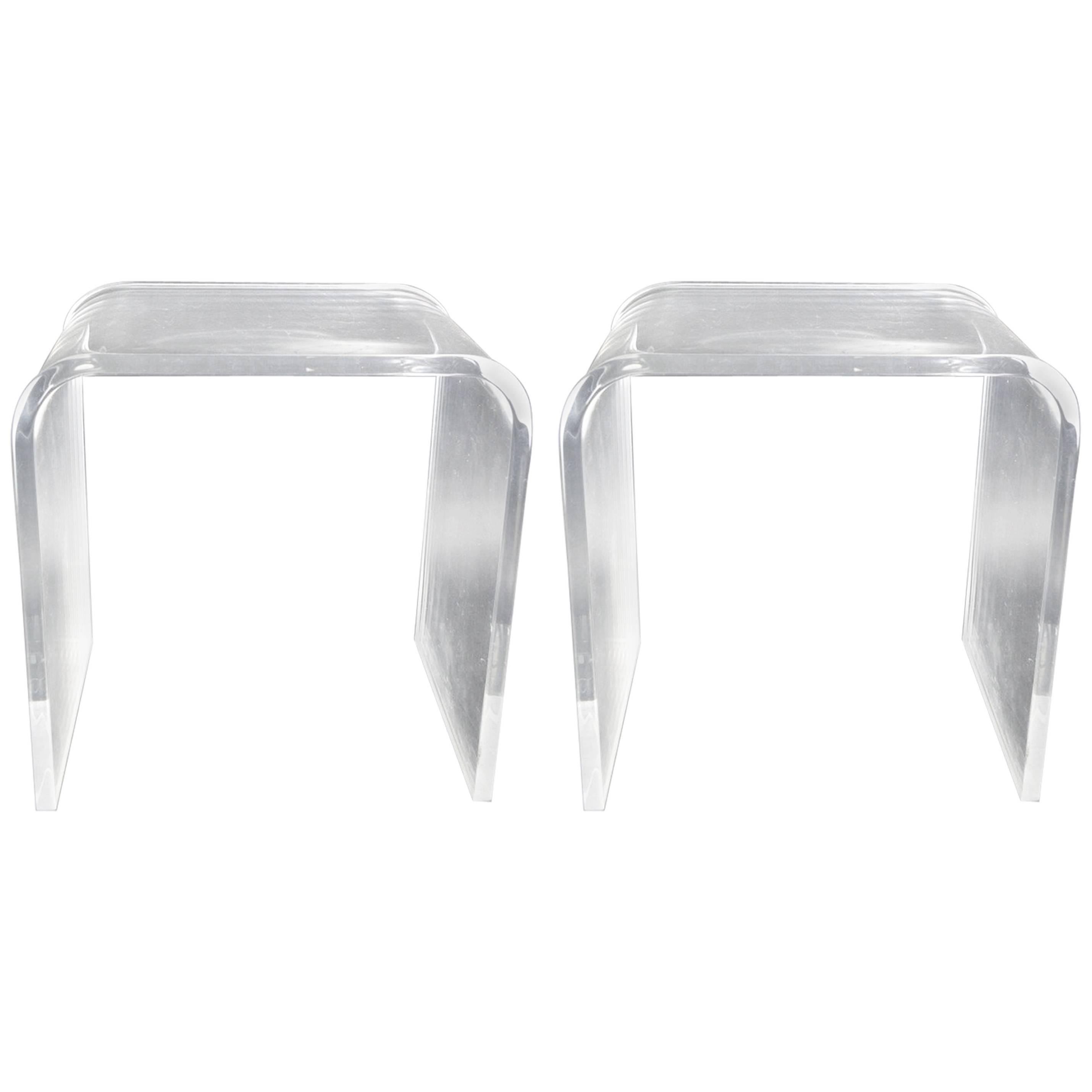 Pair of Lucite Waterfall Side Tables