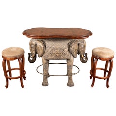 Hancock & Moore Elephant Form Bar Table and Benches