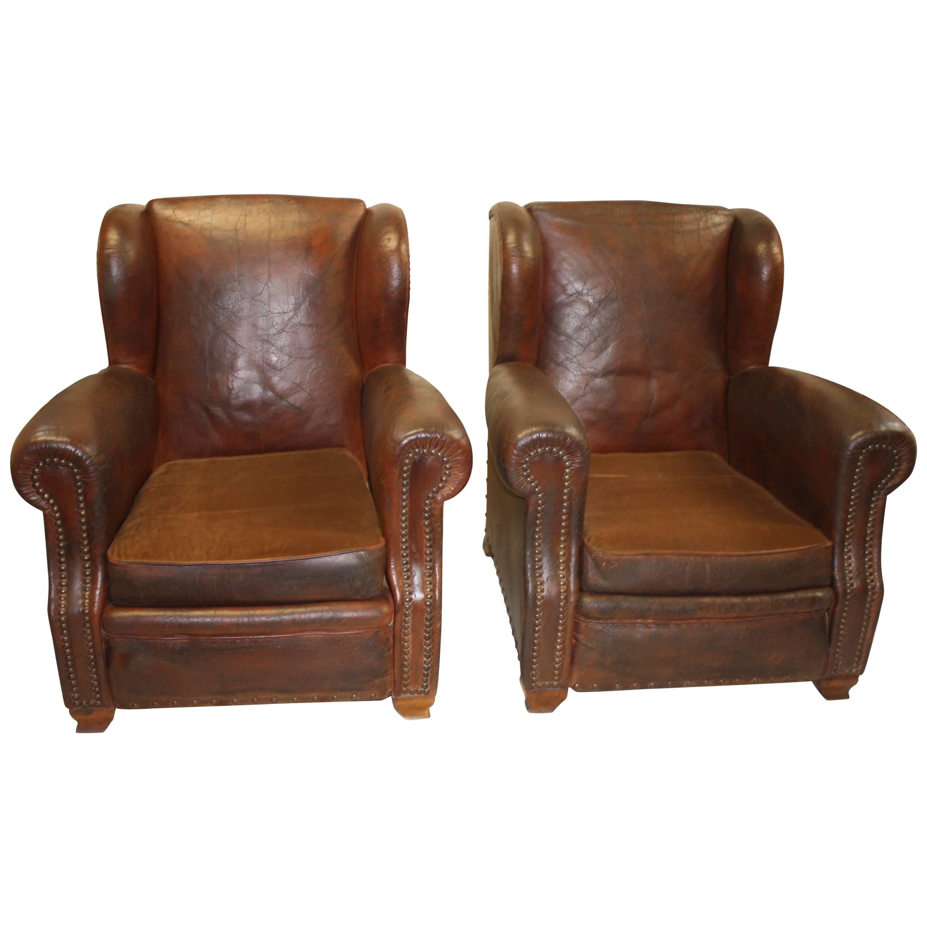 Magnificent Pair of 19th Century French Club Chairs