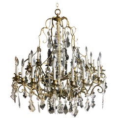 Antique Bronze and Crystal Palatial Thirty-Light Chandelier