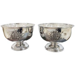 20th Century Italian Silver Centerpieces Embossed and Chiselled with Flowers