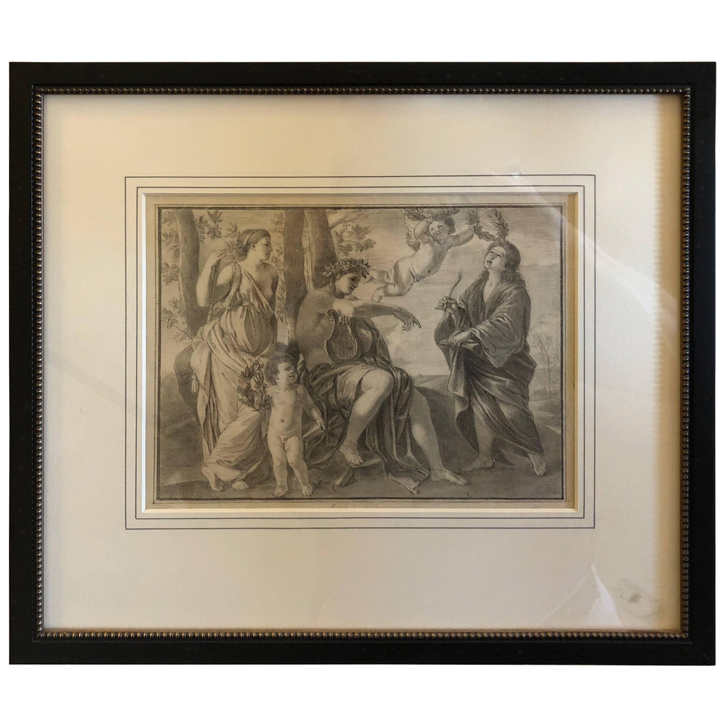 Neoclassical French 18th Century Drawing For Sale