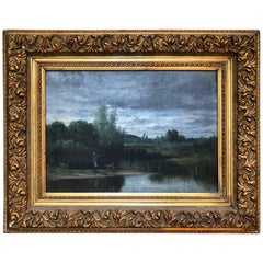 French Barbizon School Oil on Canvas