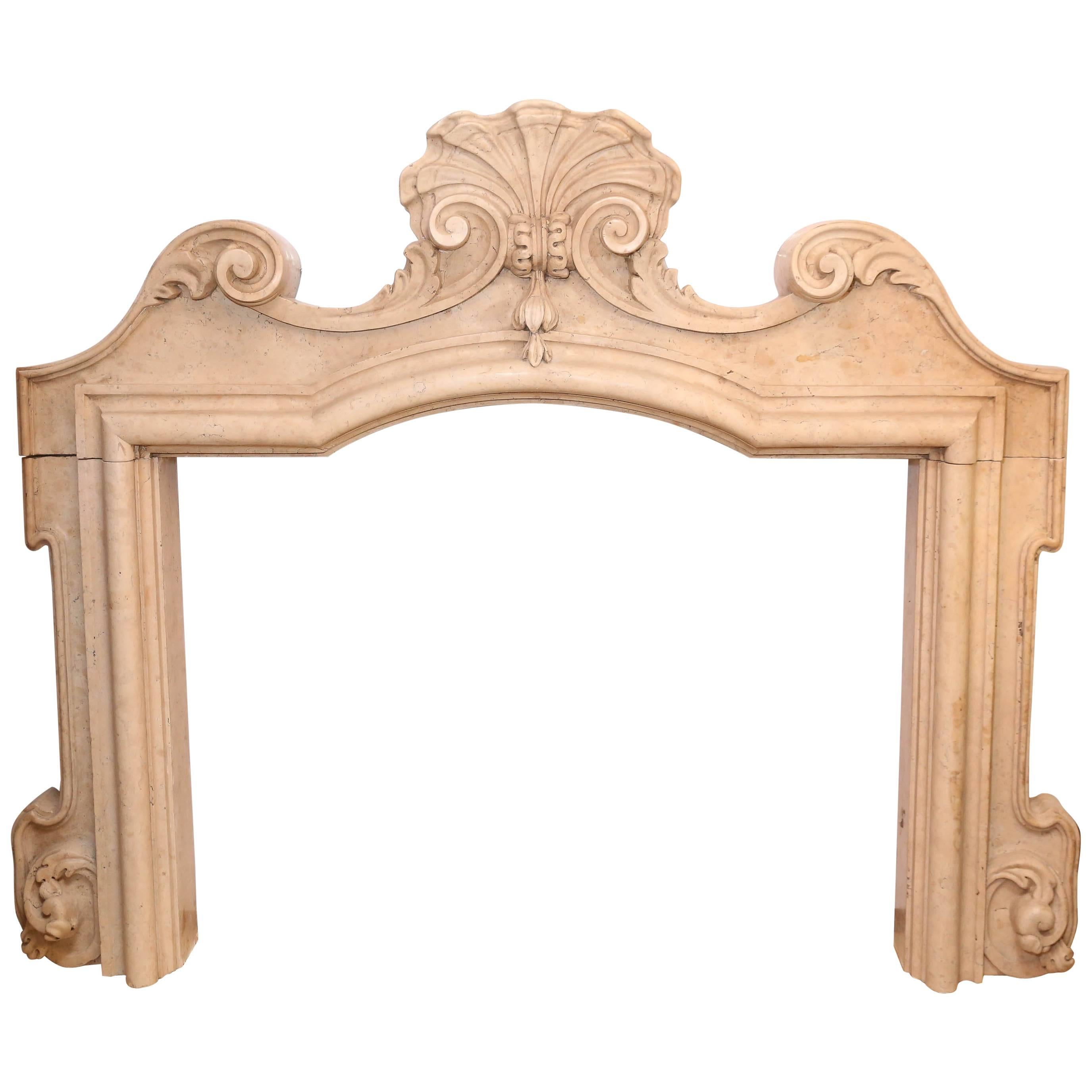 Antique Italian Marble Fireplace with Cartouche
