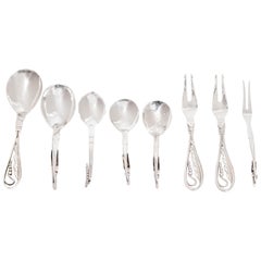 Early 20th Century Danish Sterling Spoons and Forks by Georg Jensen Silversmith