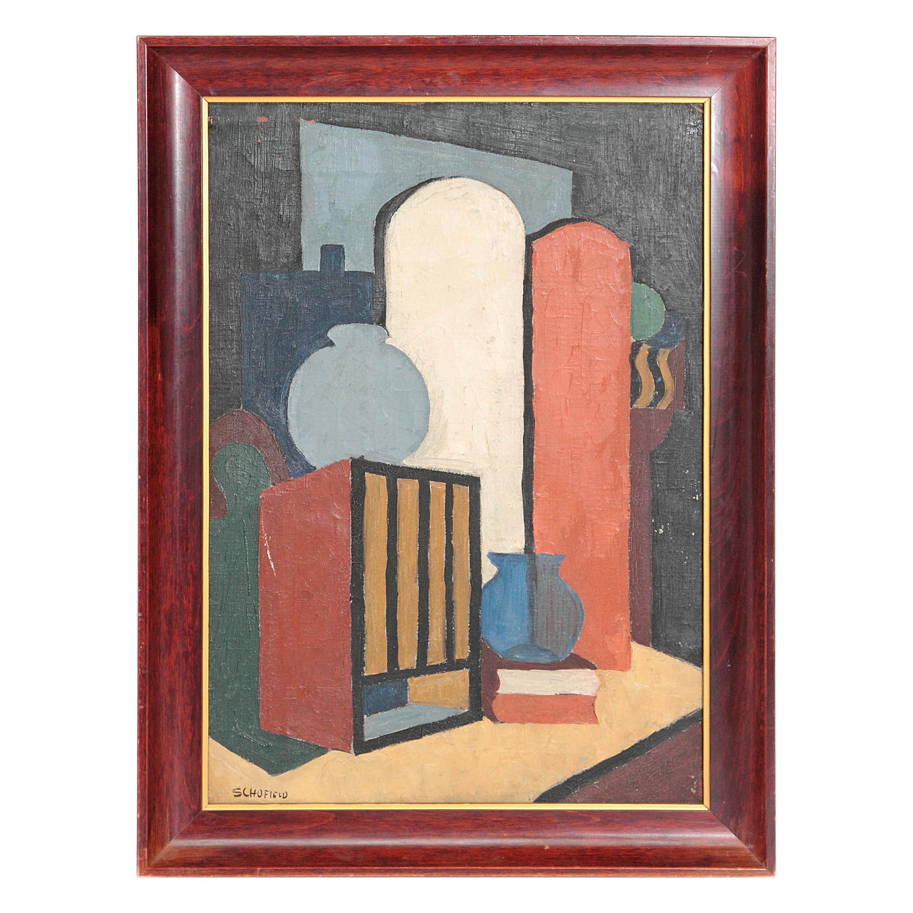 20th Century American Abstract Still Life by Flora Scofield, Oil on Canvas