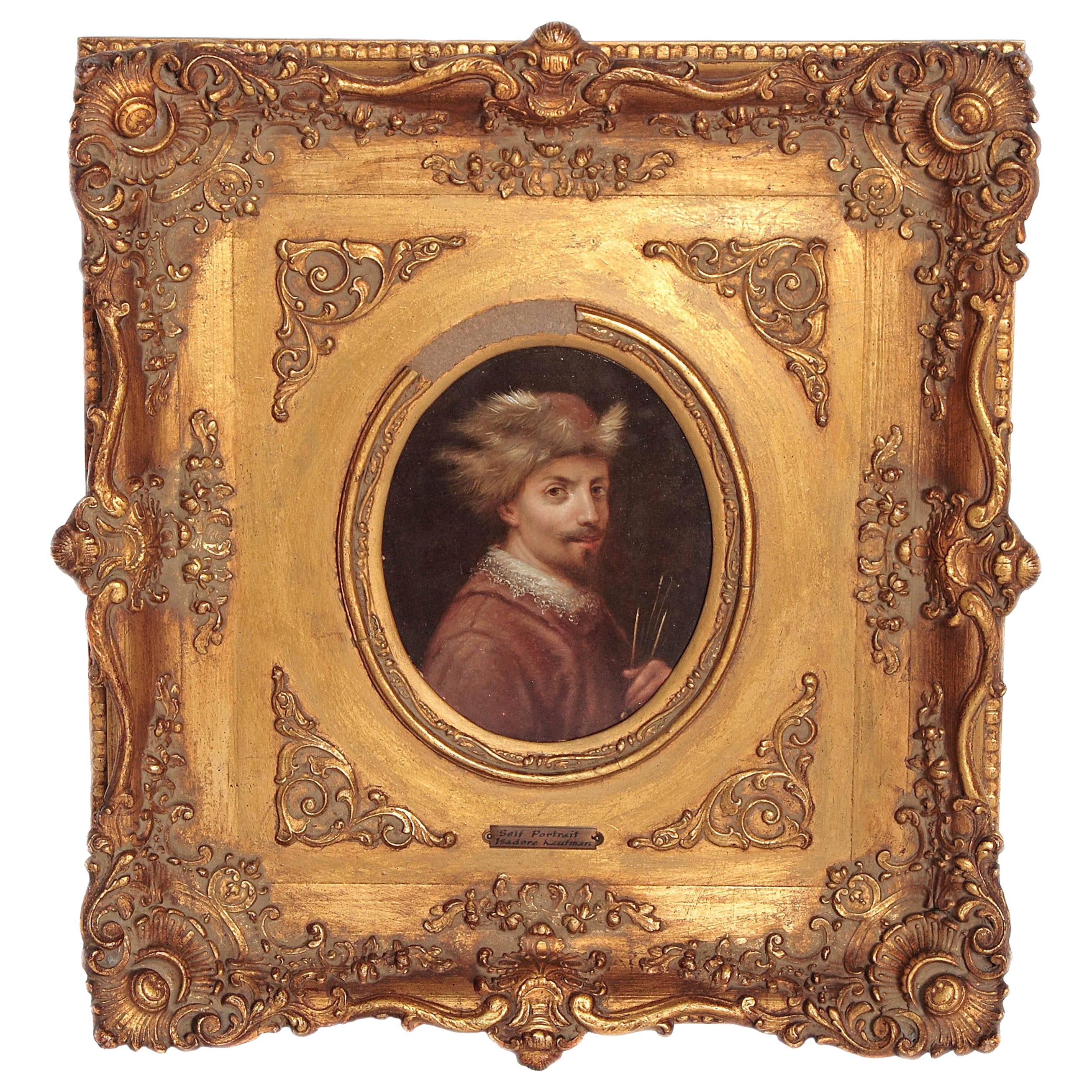 Late 19th Century Self Portrait Oil on Board 
