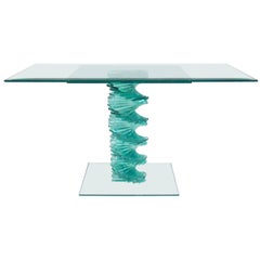 Modern Stacked Spiral Glass Console Table