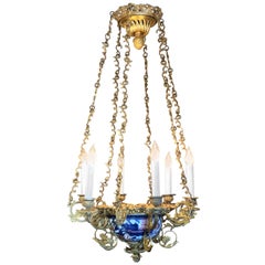 Antique French Bronze and Gold Imari Porcelain Chandelier