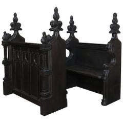19th Century French Gothic Choir Pew with Kneeler