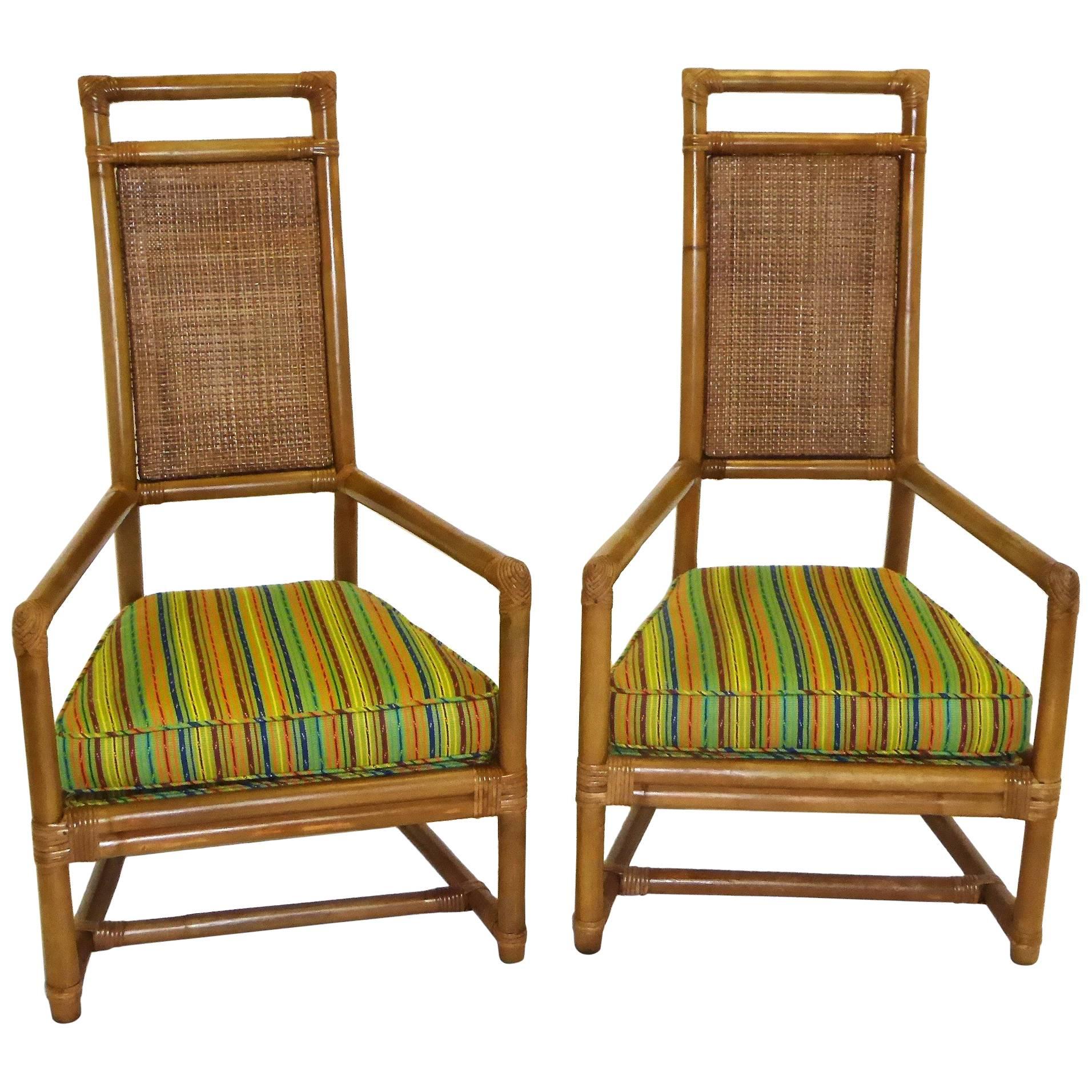 1950s Henry Olko Mid Century Rattan Throne Chairs for Willow and Reed