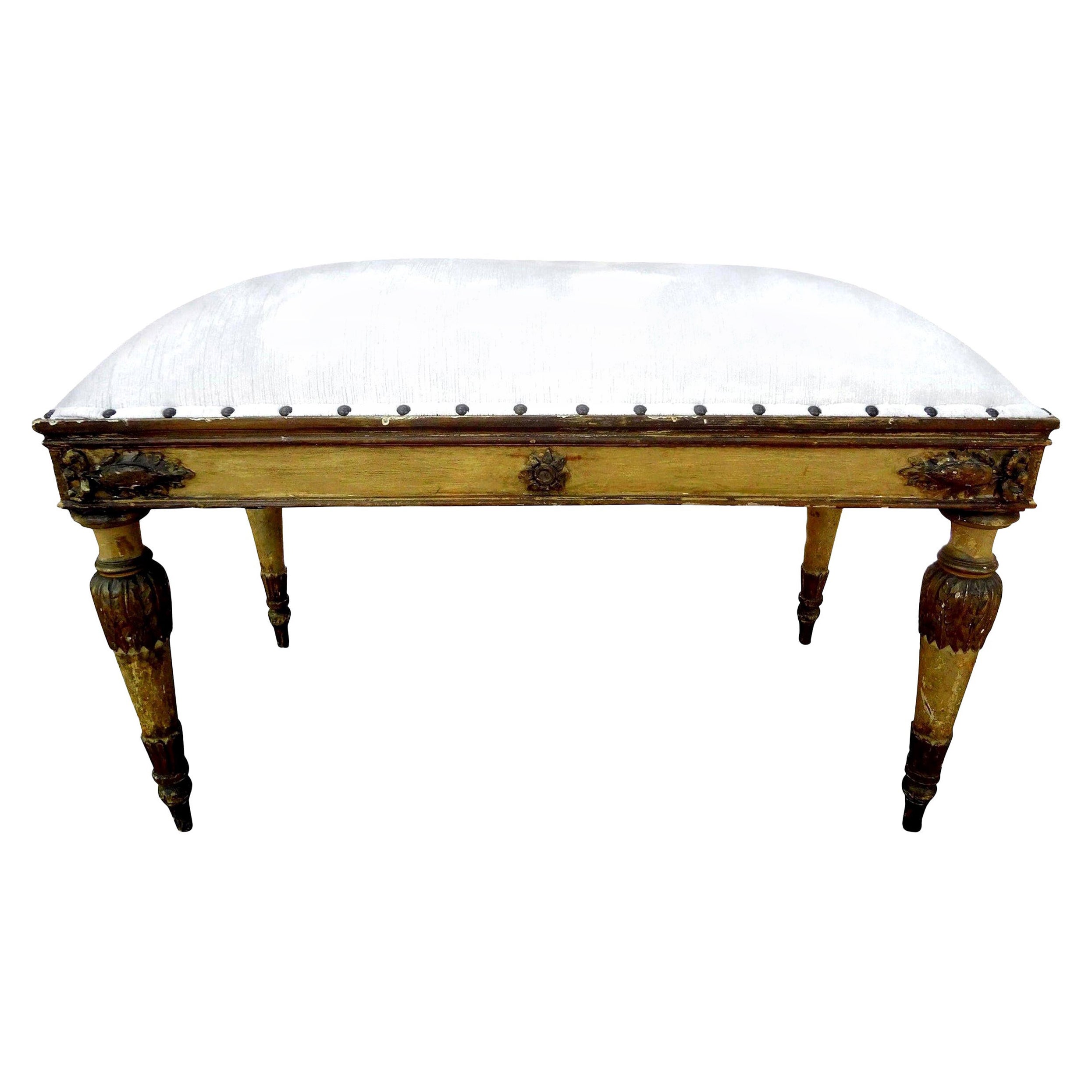 Italian Neoclassical Style Painted and Giltwood Bench For Sale