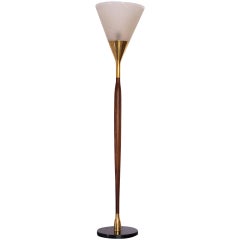 1950s Floor Lamp by G. Scapinelli in Rosewood, Marble, Brass and Crystal, Brazil
