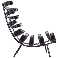 Martin Eisler "Costela" Lounge Chair in Black Iron, Ebonized Wood, Brazil, 1950s