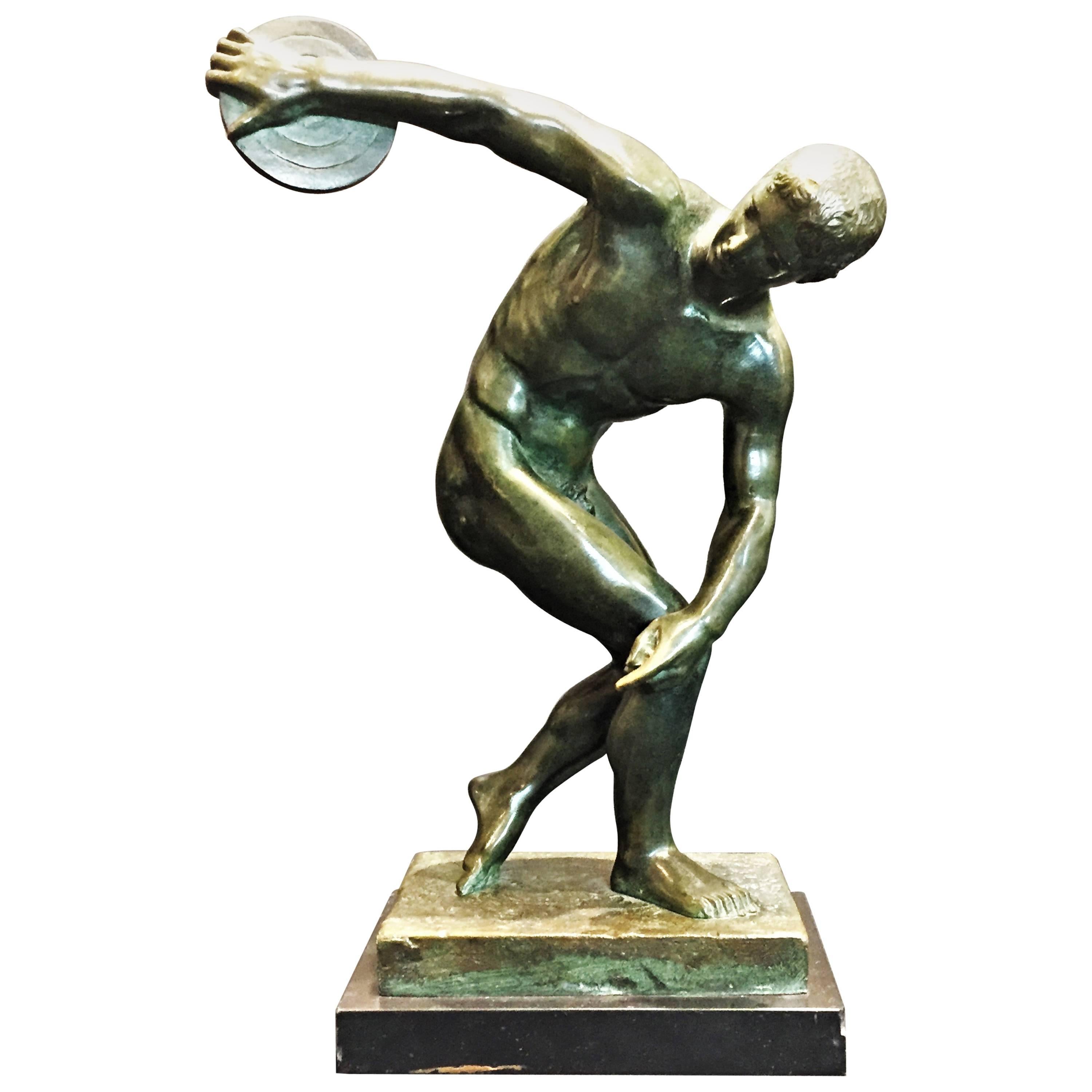 Discobolus, Art Deco Patinated Bronze Sculpture, circa 1925