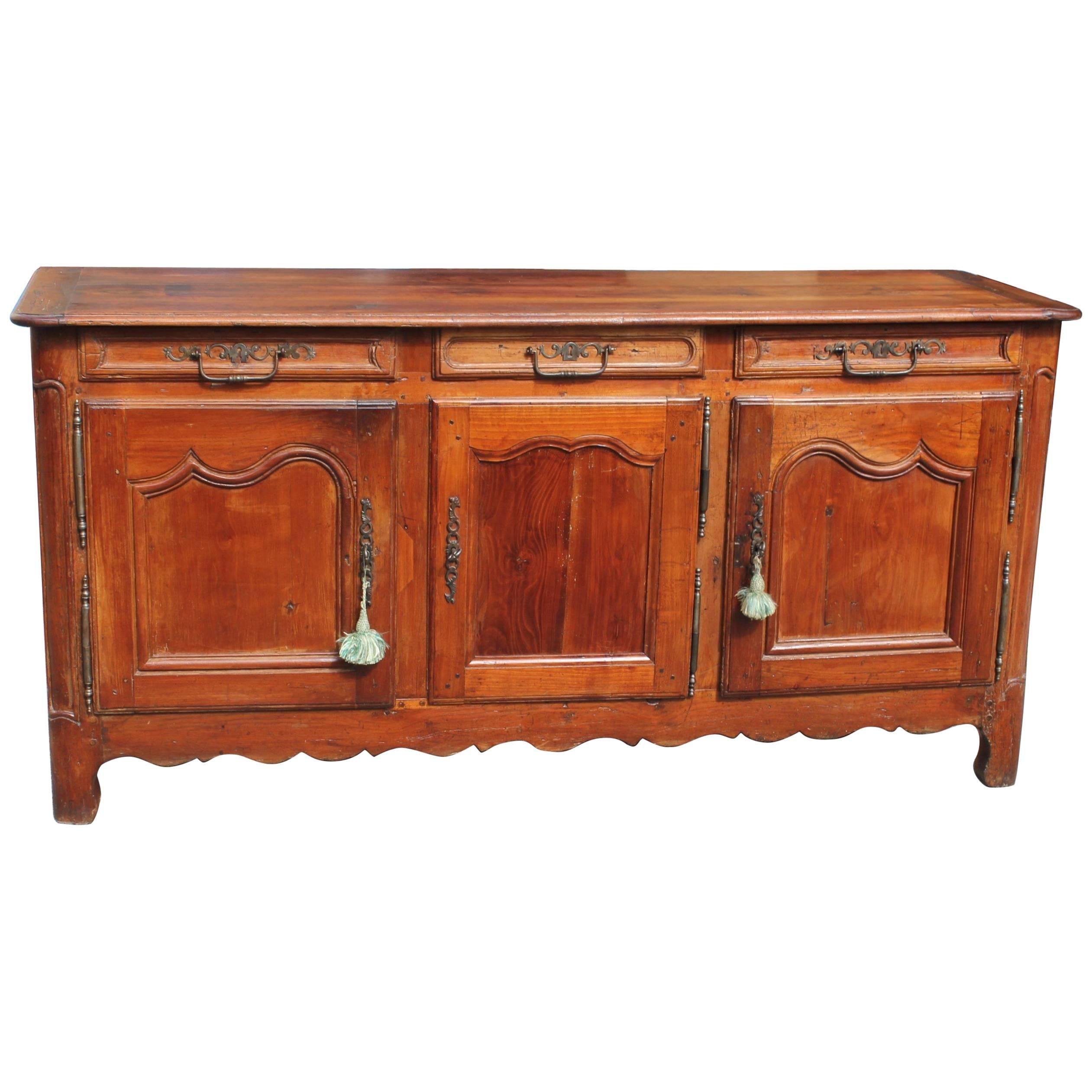 Country French Louis XV Sideboard or Buffet Solid Cherrywood 18th Century Period